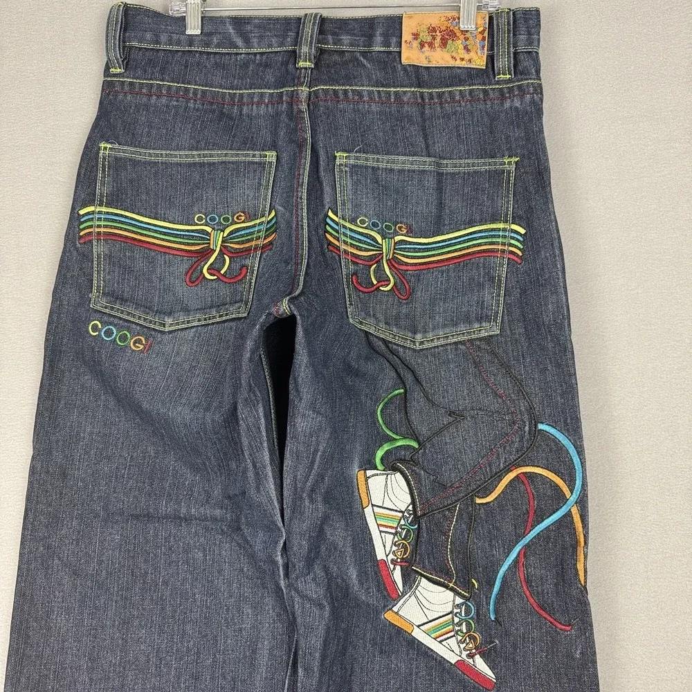 Vintage Coogi Australian Embroidered Baggy Jeans Mens 34x34 (Fits 35x31) Y2K